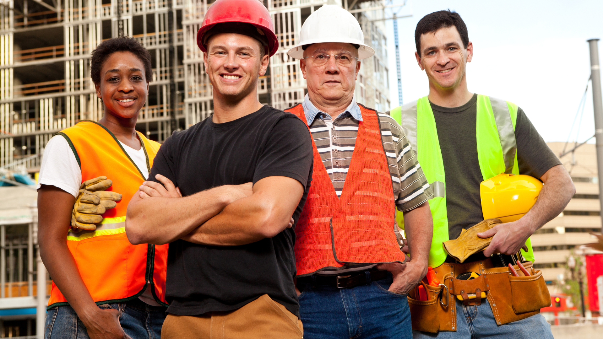 diverse employees in construction uniform in an article about keeping employees happy and retaining them on the team