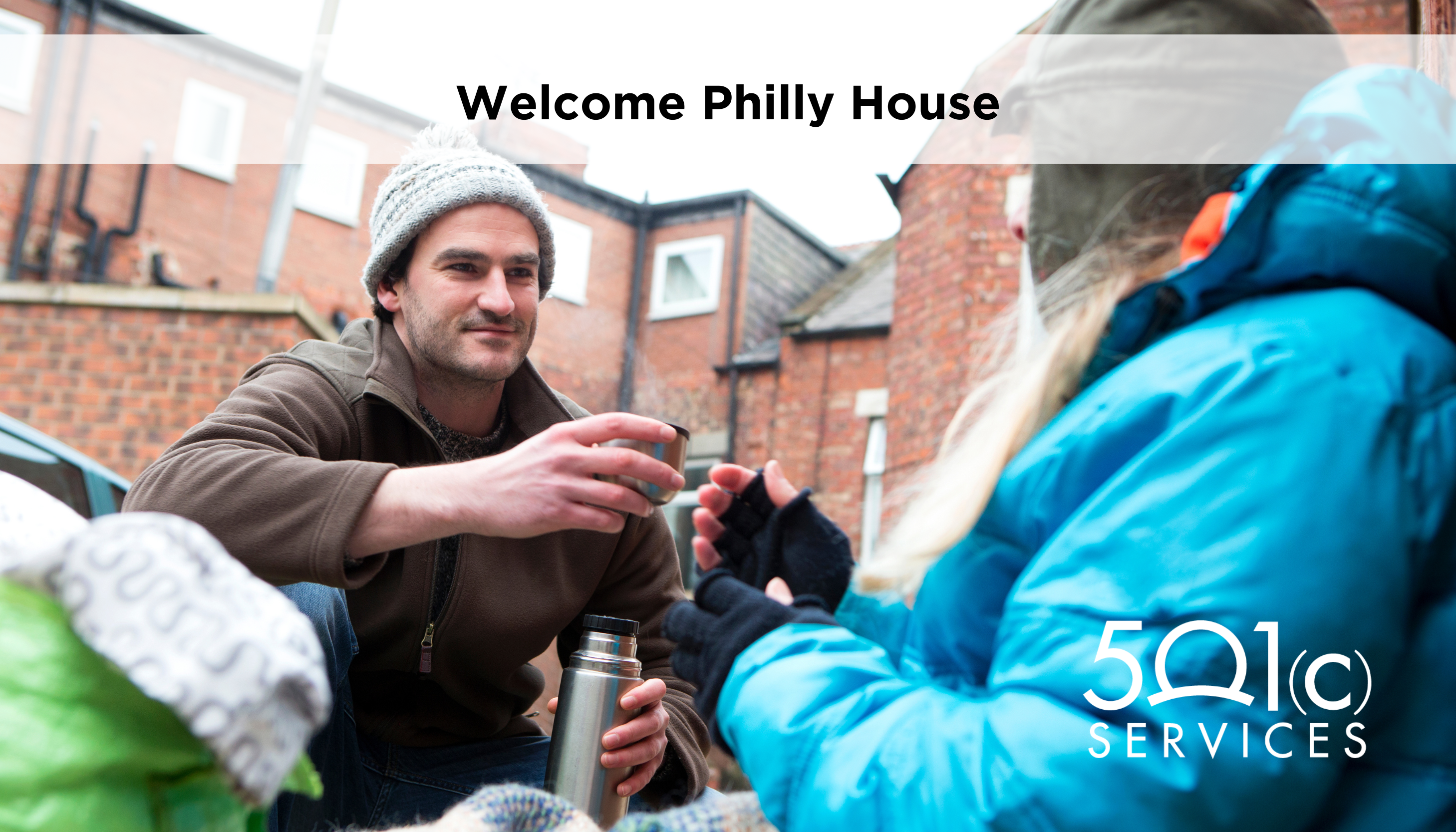 Volunteer visits with a homeless man in a Press release about Philly house in PA