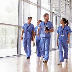 healthcare workers in an article about wage and work trends in 2025